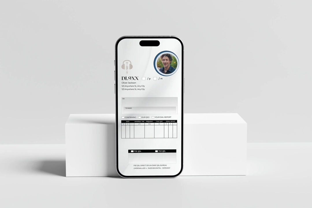 Animated Ham Radio QSL Card – Radio Telescope Design | Editable Canva Template