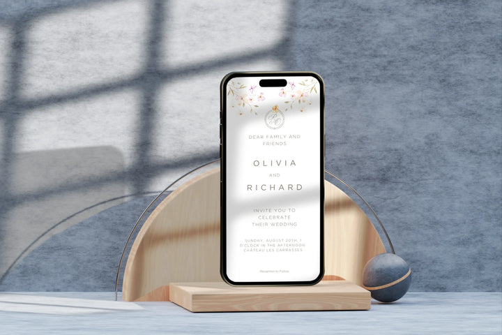 Elegant floral evite template for weddings, available as instant download