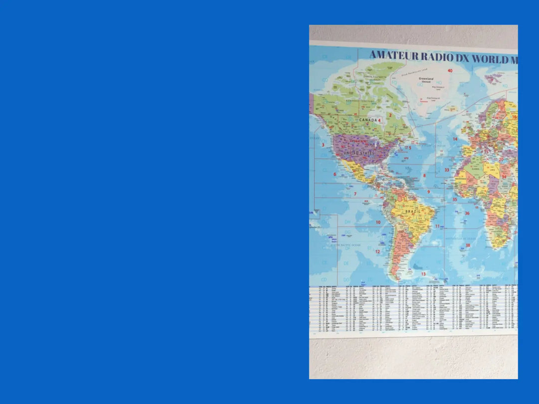 DX world map for amateur radio operators with country list high resolution print