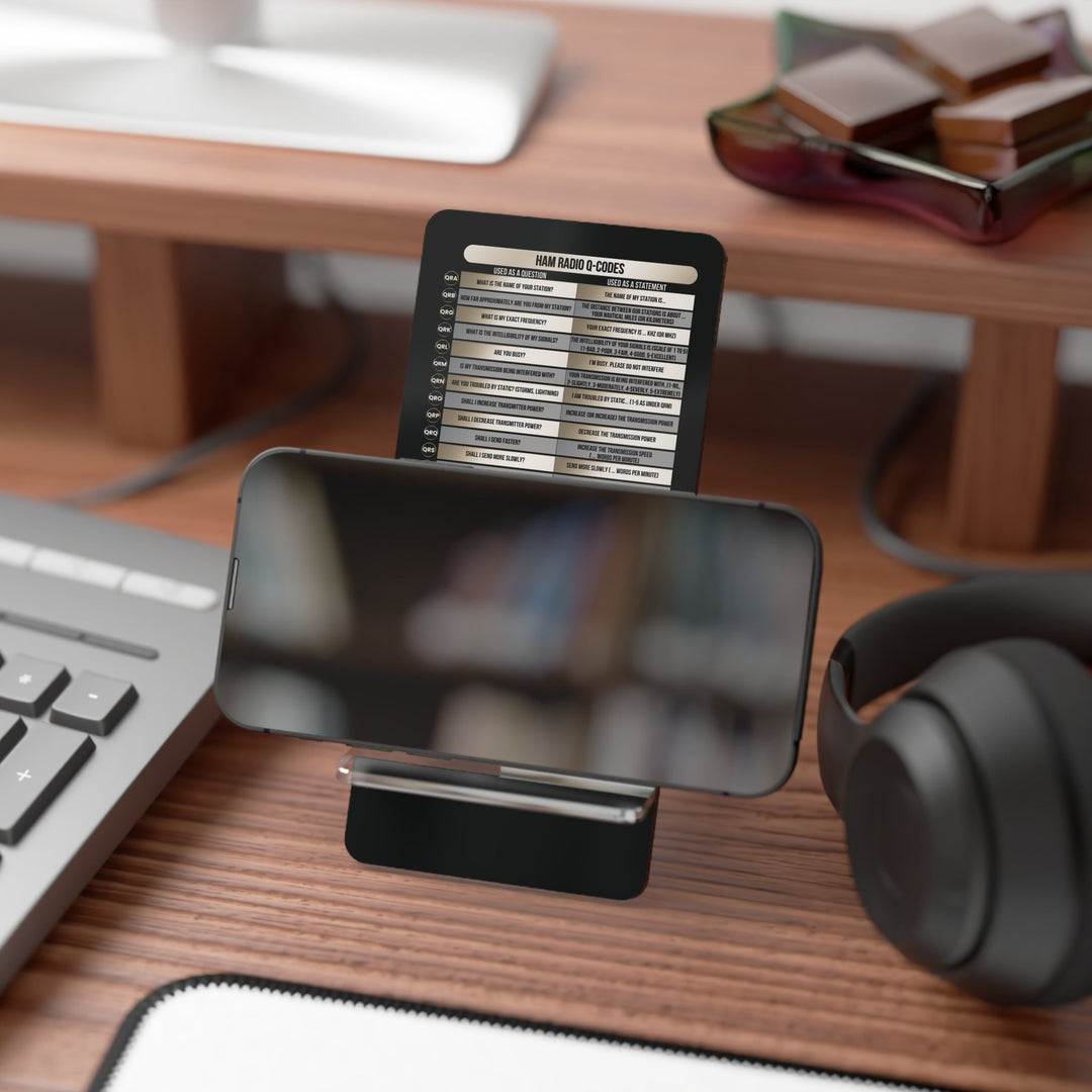 Ham Radio Phone Stand with Q-Codes - Smartphone Desk Holder for Shack Operators-3