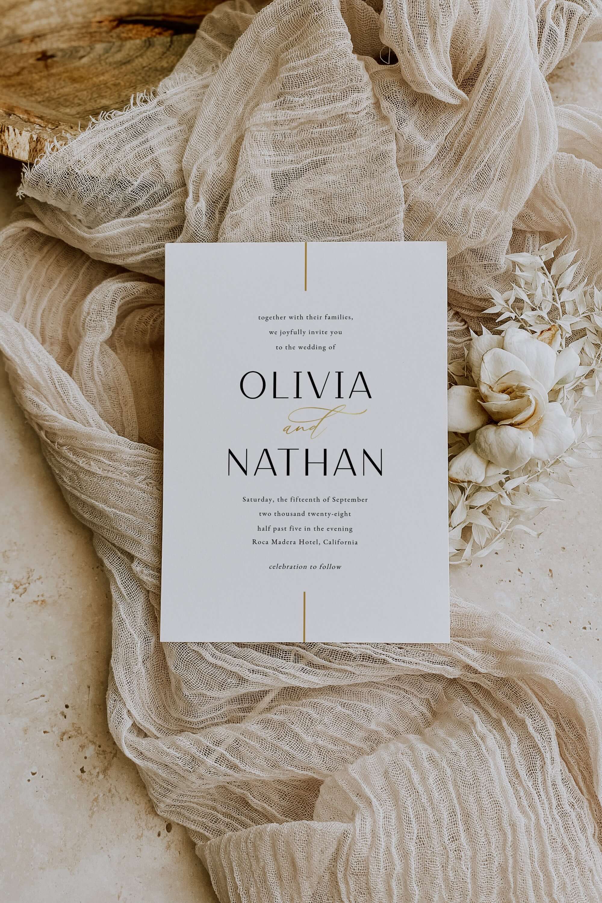 Simple & Minimalist Wedding Invitations | Editable, Printed & Fill-In Cards – Bilmiss
