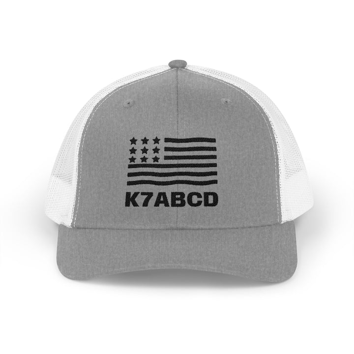 Personalized Ham Radio Call Sign Trucker Hat – Embroidered American Flag Amateur Radio Cap