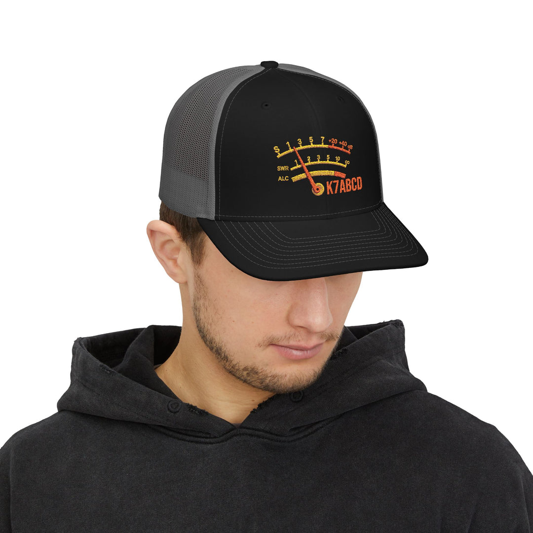 Personalized Ham Radio S-Meter Hat – Custom Embroidered Callsign Trucker Cap