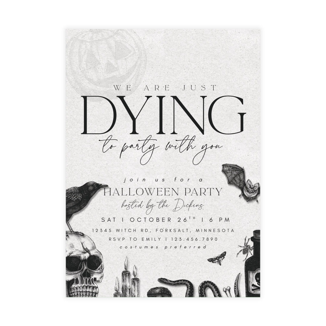 Vintage Halloween Party Invitation – Personalized Skull Invite, Custom Printed Cards