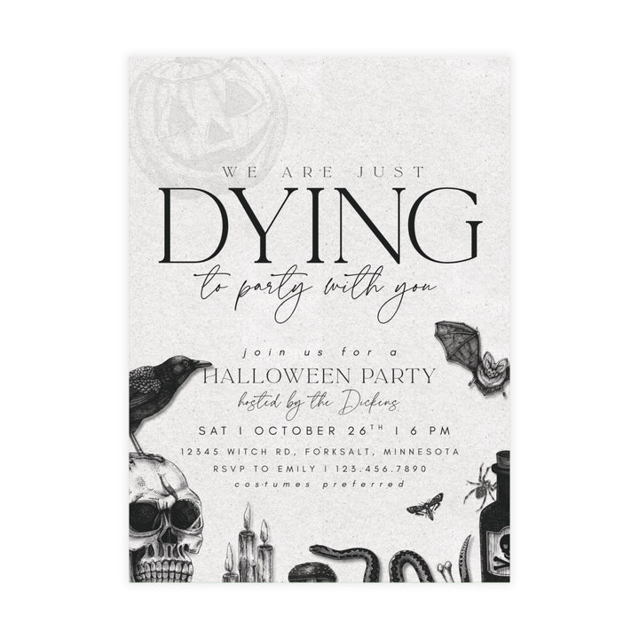 Vintage Halloween Party Invitation – Personalized Skull Invite, Custom Printed Cards