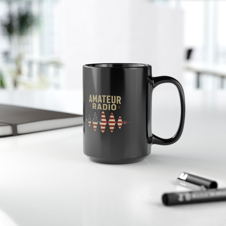 Personalized Patriotic Ham Radio Mug – Custom Callsign Coffee Cup for Amateur Radio Operators