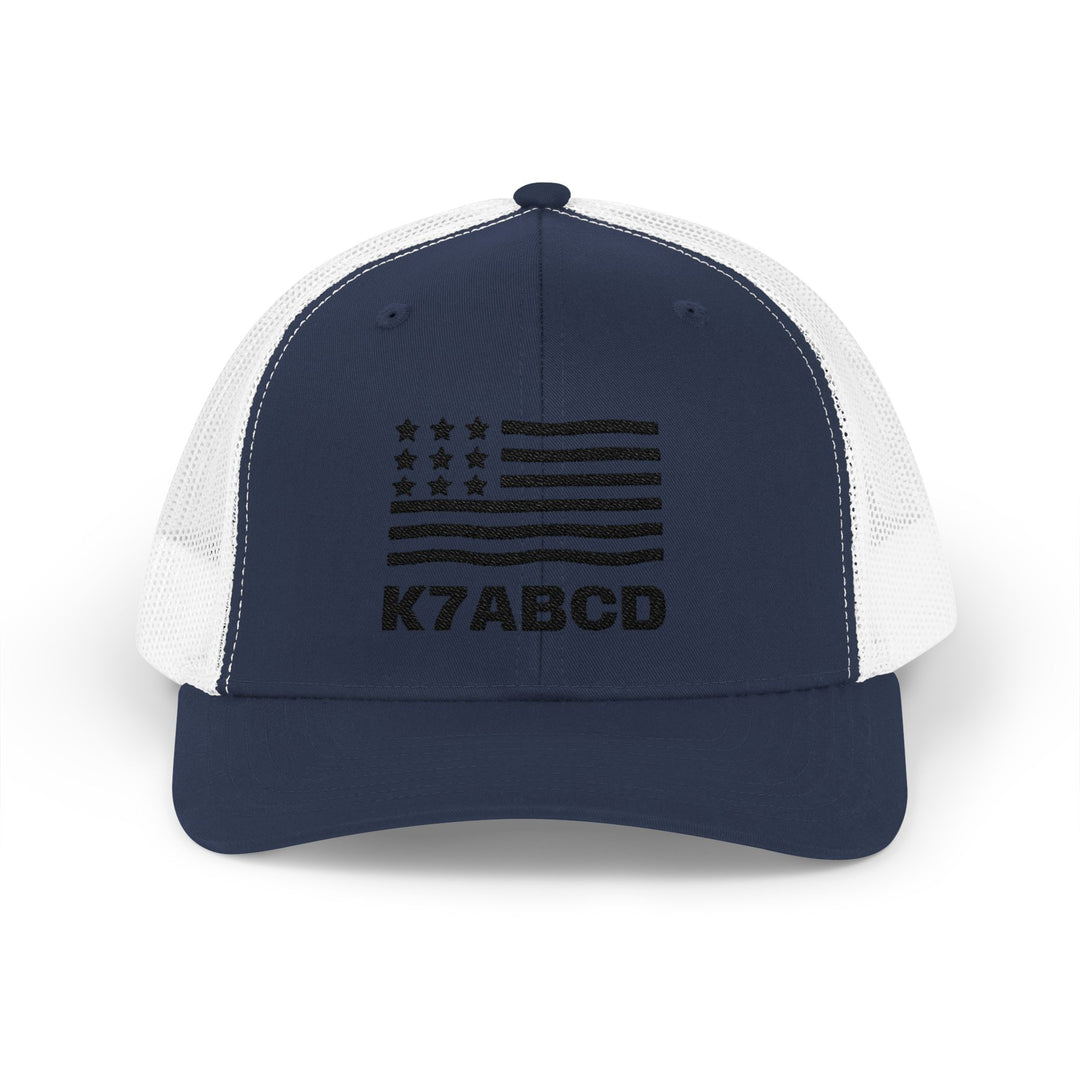 Personalized Ham Radio Call Sign Trucker Hat – Embroidered American Flag Amateur Radio Cap