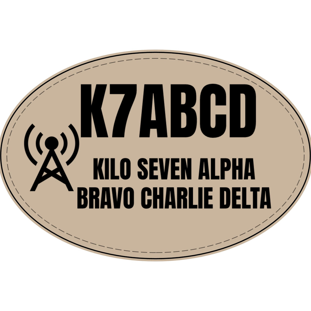 Personalized Ham Radio Callsign Faux Leather Patch | Custom Operator Name Tag