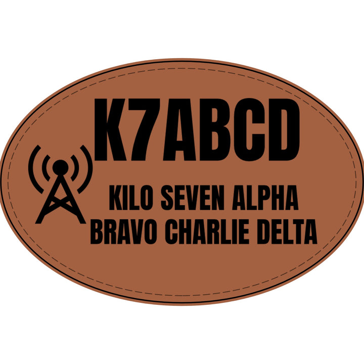 Personalized Ham Radio Callsign Faux Leather Patch | Custom Operator Name Tag