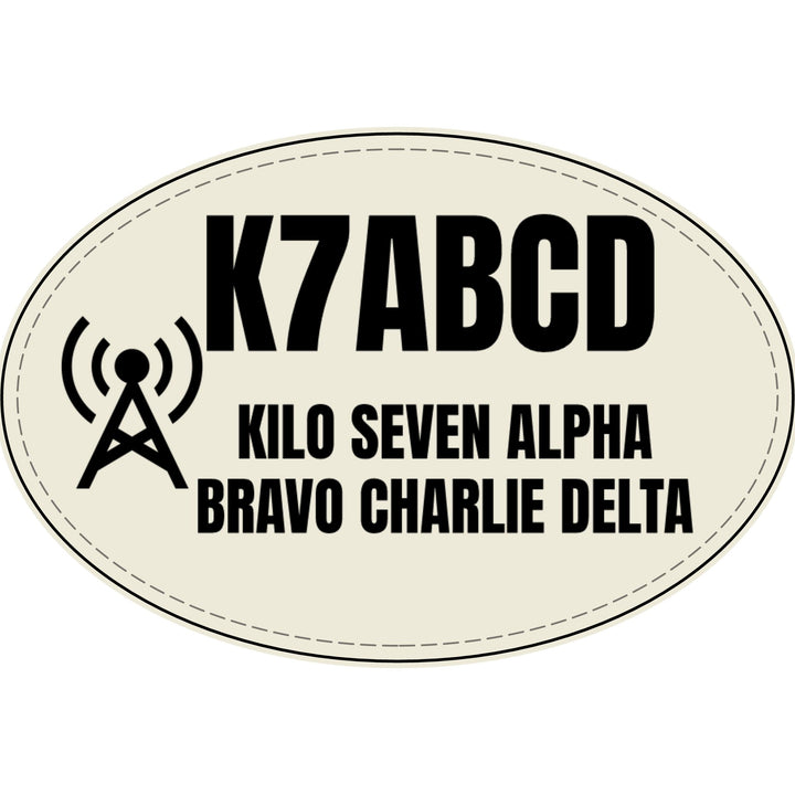 Personalized Ham Radio Callsign Faux Leather Patch | Custom Operator Name Tag