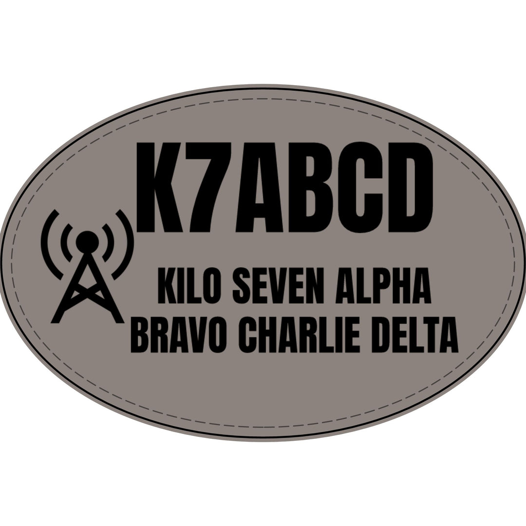 Personalized Ham Radio Callsign Faux Leather Patch | Custom Operator Name Tag
