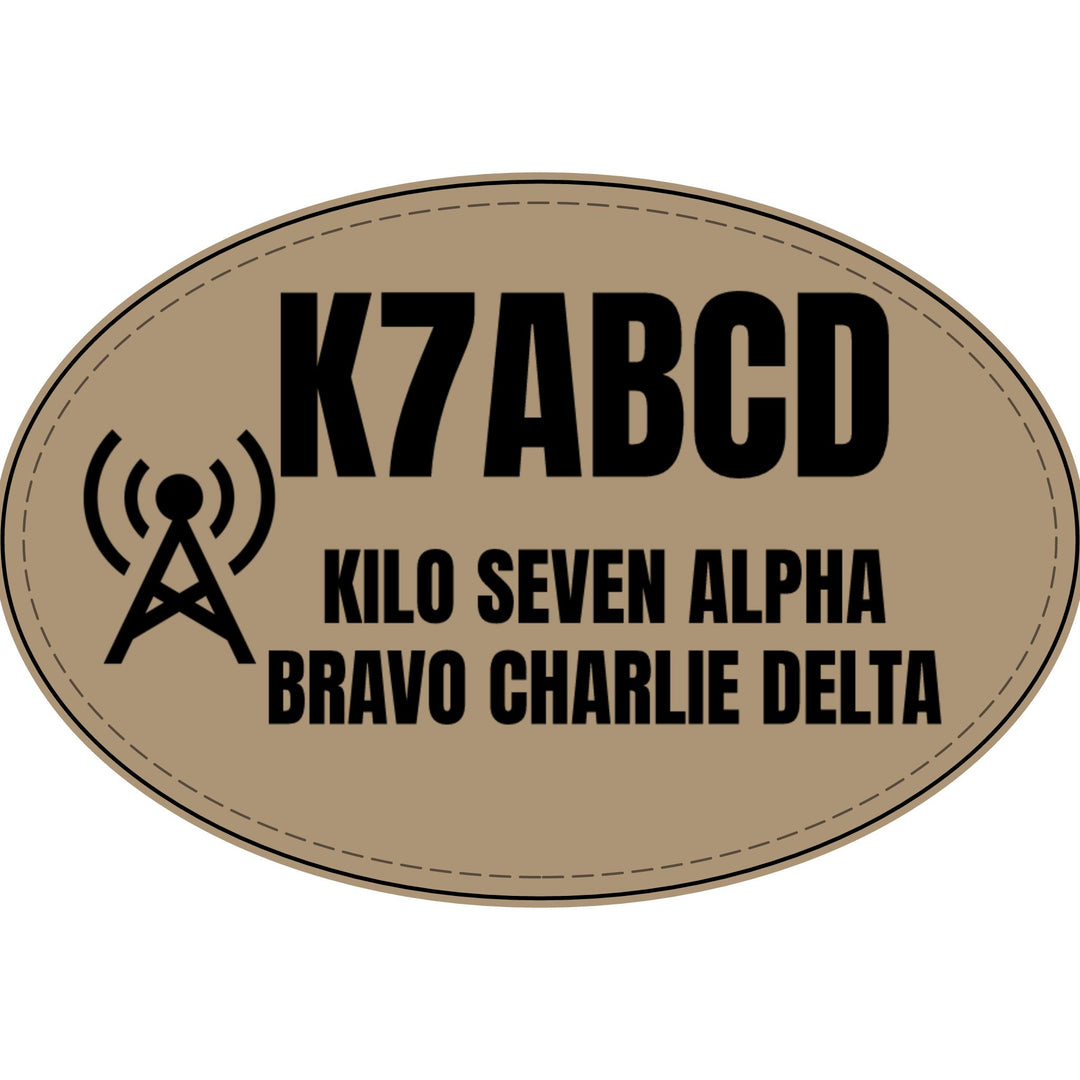Personalized Ham Radio Callsign Faux Leather Patch | Custom Operator Name Tag