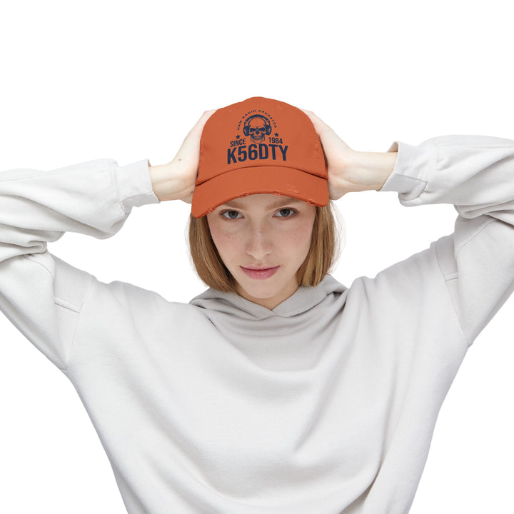 Personalized Vintage Ham Radio Skull Hat | Custom Callsign &amp; Licensed Since Distressed Cap