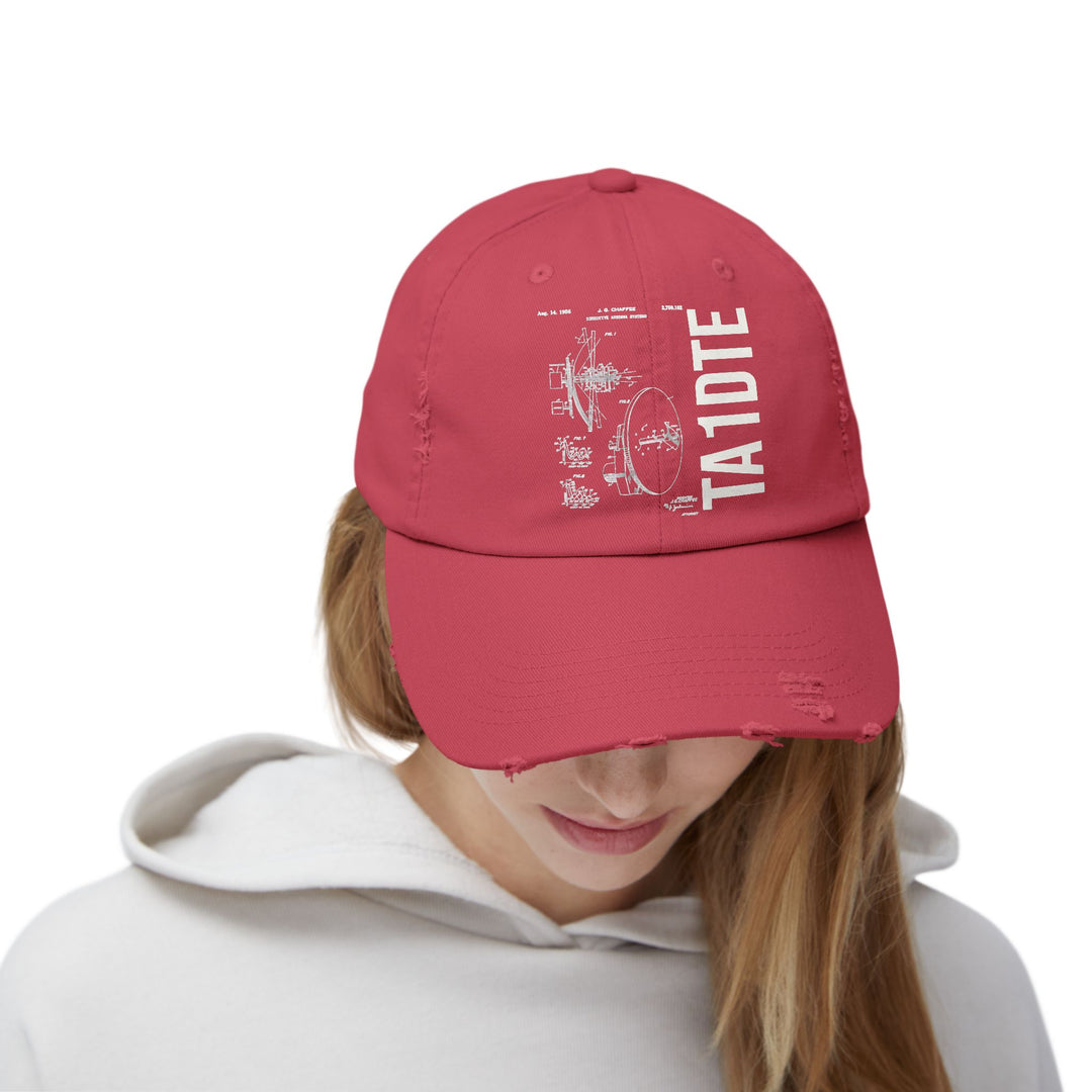 Personalized Vintage Ham Radio Distressed Cap | Custom Callsign Antenna Blueprint Hat