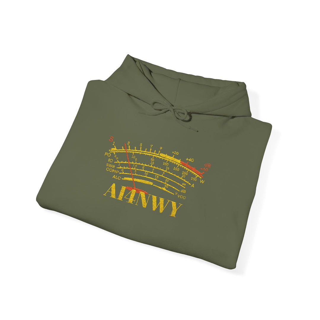 Ham Radio Hoodie – Custom Call Sign Sweatshirt with S-Meter Design