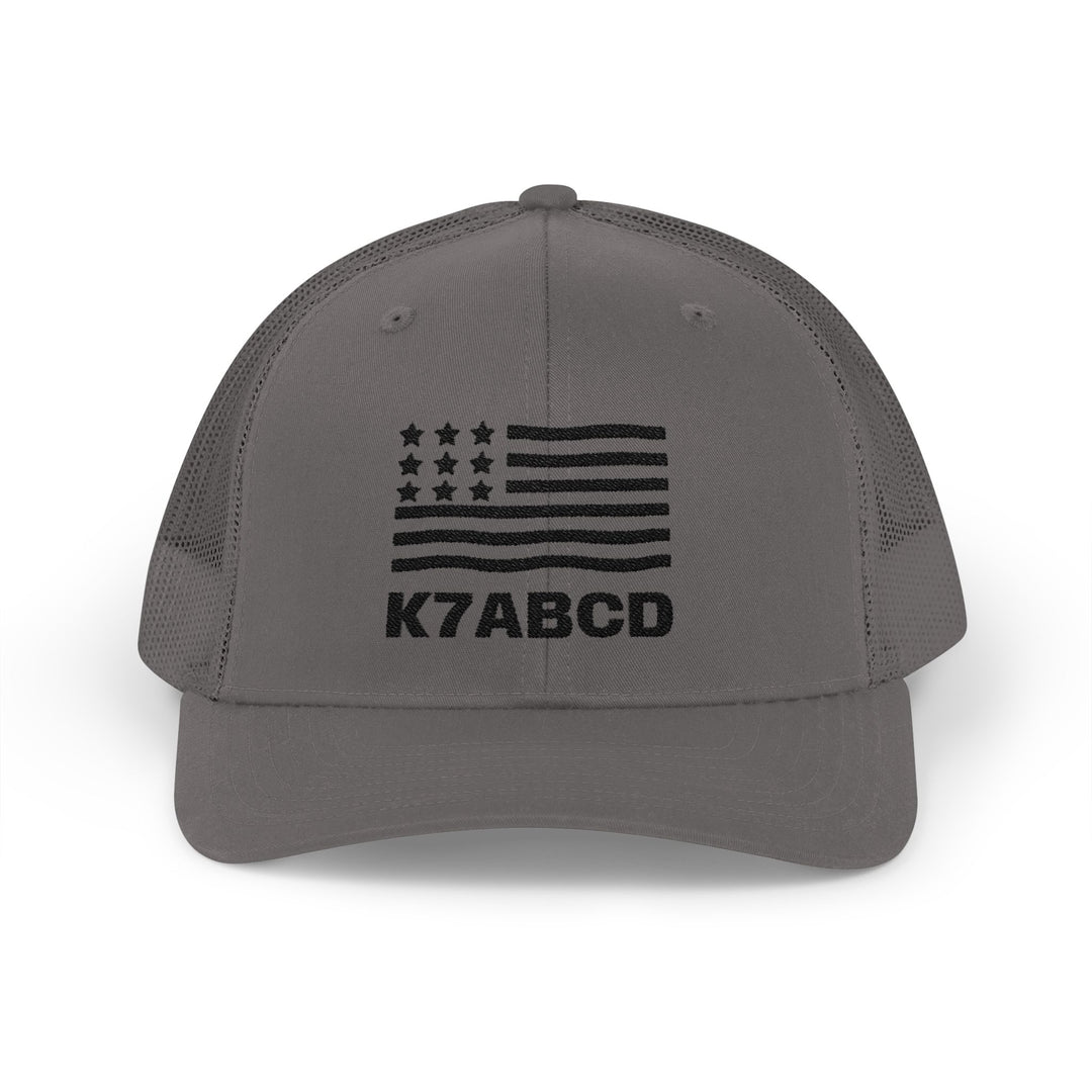 Personalized Ham Radio Call Sign Trucker Hat – Embroidered American Flag Amateur Radio Cap