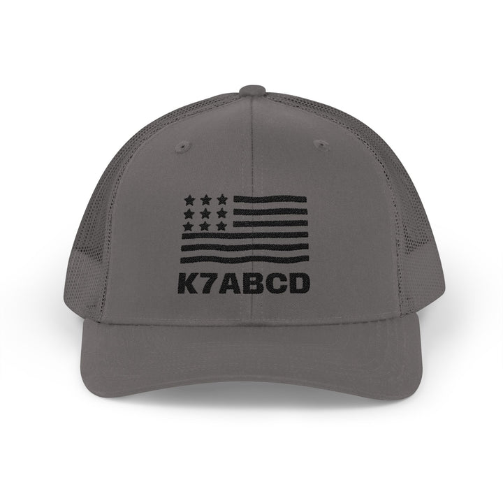 Personalized Ham Radio Call Sign Trucker Hat – Embroidered American Flag Amateur Radio Cap