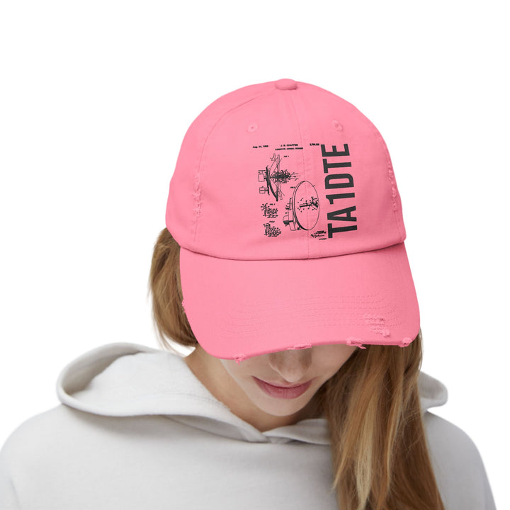 Personalized Vintage Ham Radio Distressed Cap | Custom Callsign Antenna Blueprint Hat