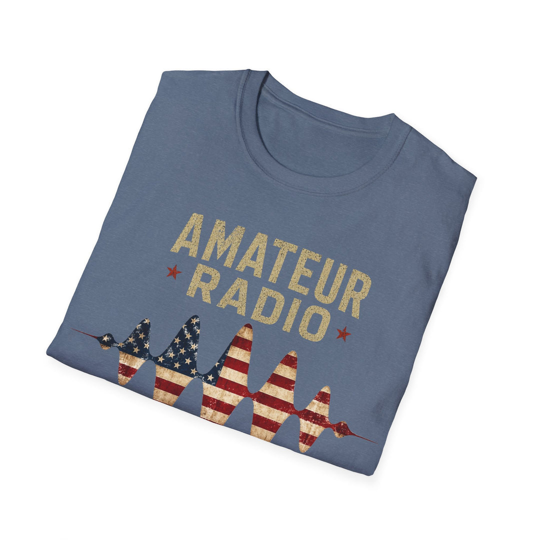 Personalized Ham Radio USA Flag T-Shirt with Custom Callsign | Amateur Radio Shirt