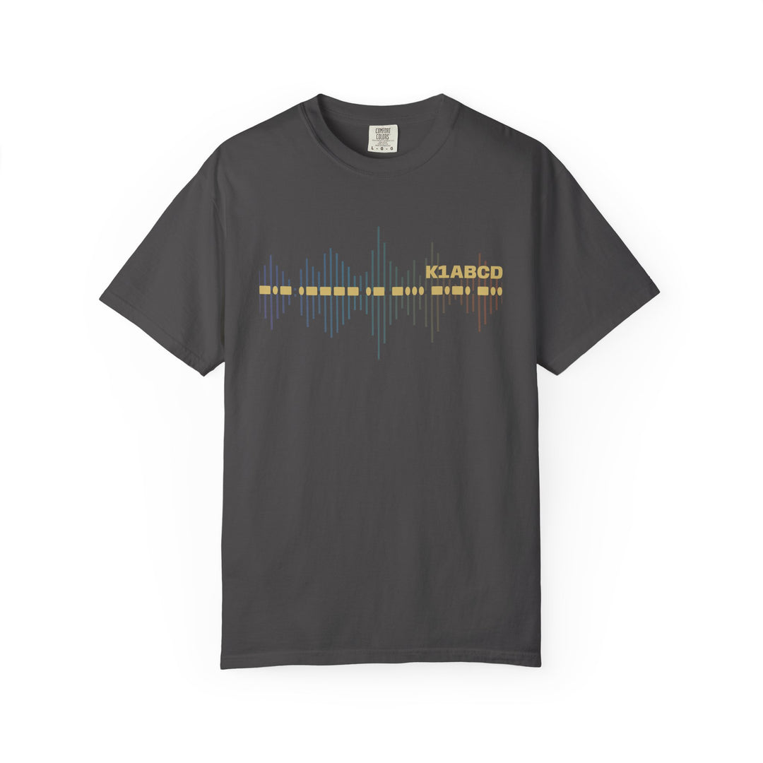 Personalized Morse Code Callsign Waveform T-Shirt for Amateur Radio Operators