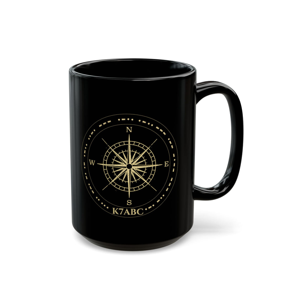 Personalized Morse Code Compass Ham Radio Mug | Custom Callsign Coffee Cup