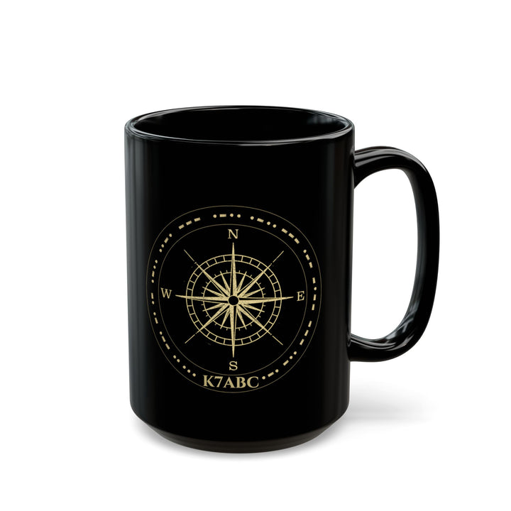 Personalized Morse Code Compass Ham Radio Mug | Custom Callsign Coffee Cup