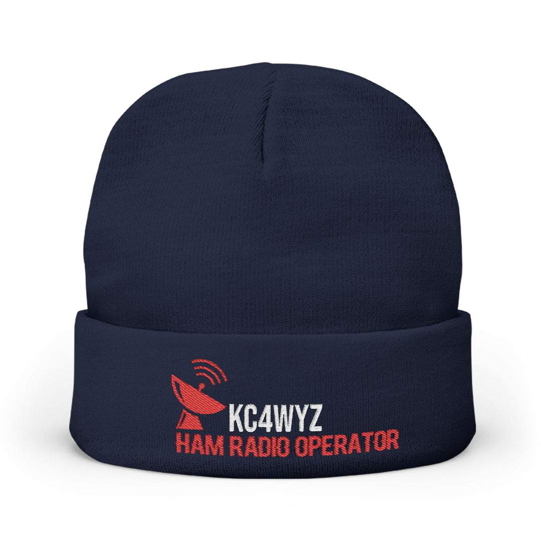 Personalized Ham Radio Beanie – Custom Embroidered Callsign Knit Cap for Amateur Radio Operators