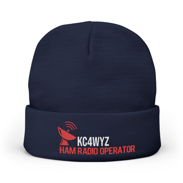 Personalized Ham Radio Beanie – Custom Embroidered Callsign Knit Cap for Amateur Radio Operators
