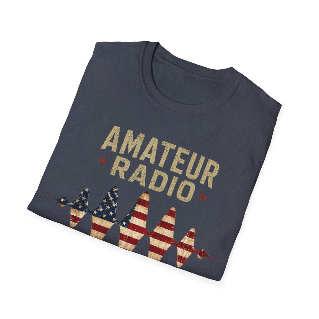 Personalized Ham Radio USA Flag T-Shirt with Custom Callsign | Amateur Radio Shirt