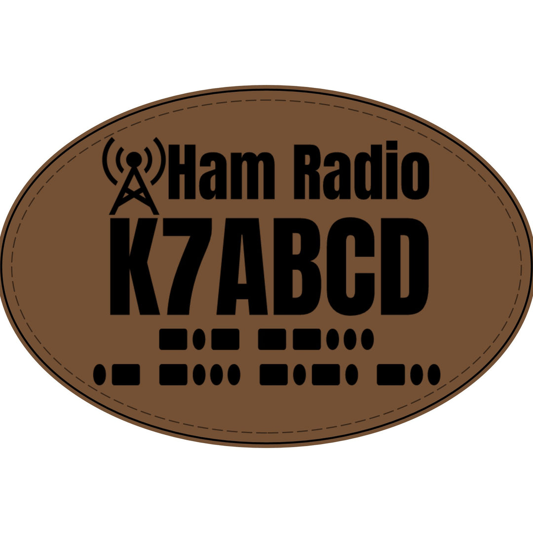 Personalized Ham Radio Callsign Faux Leather Patch with Morse Code