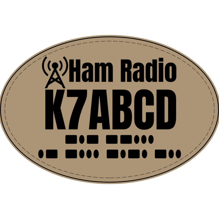 Personalized Ham Radio Callsign Faux Leather Patch with Morse Code