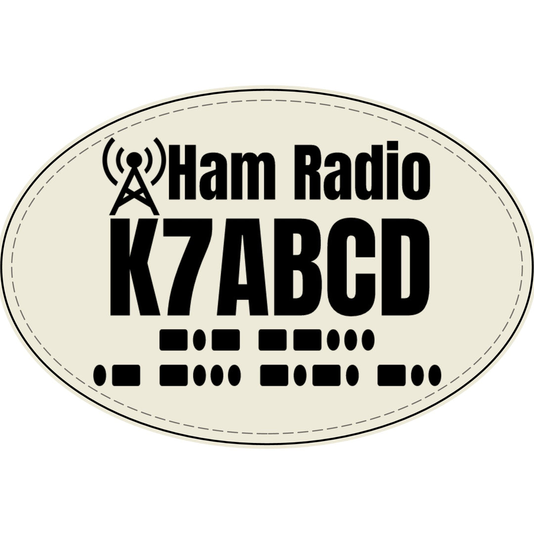 Personalized Ham Radio Callsign Faux Leather Patch with Morse Code