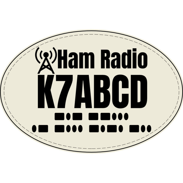 Personalized Ham Radio Callsign Faux Leather Patch with Morse Code