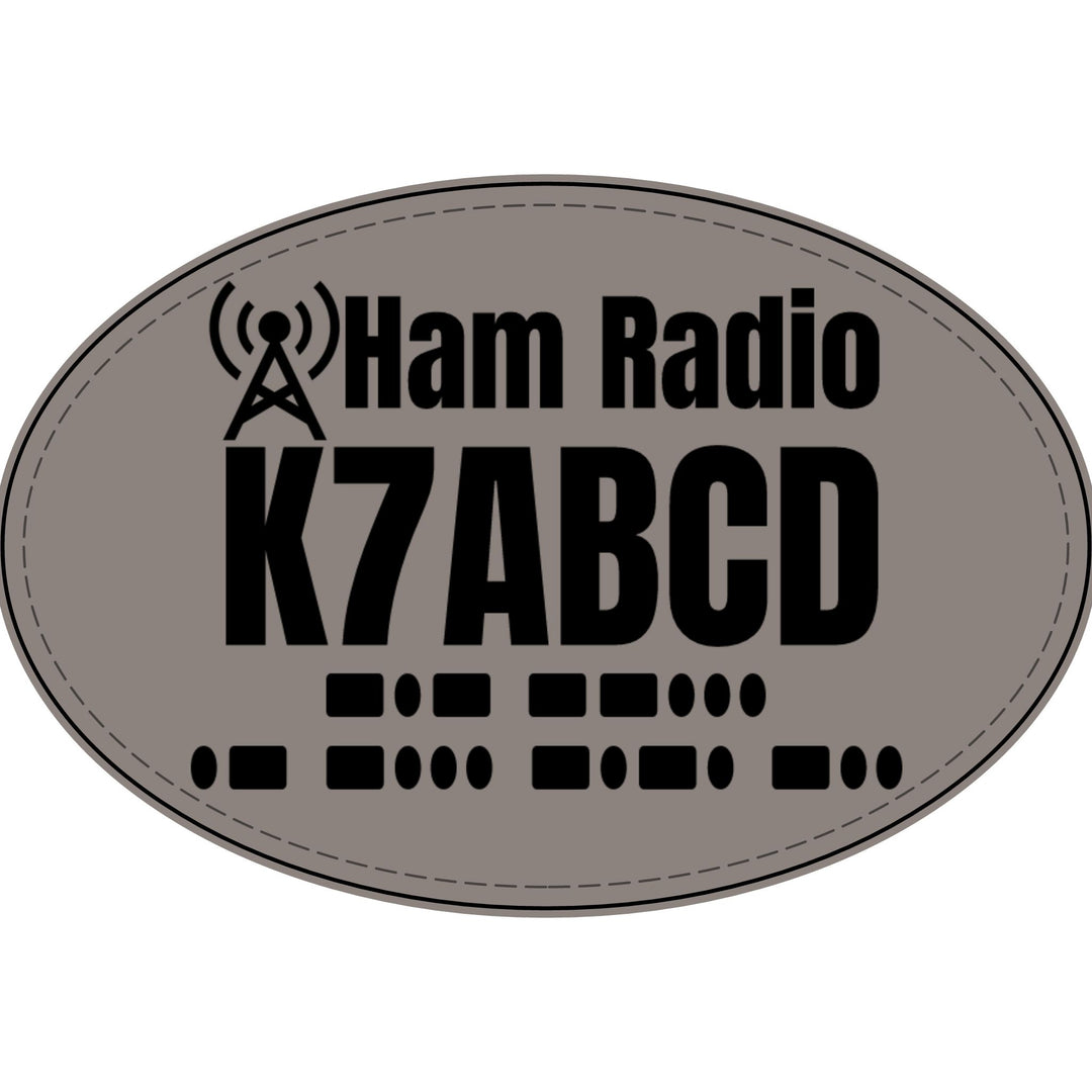 Personalized Ham Radio Callsign Faux Leather Patch with Morse Code