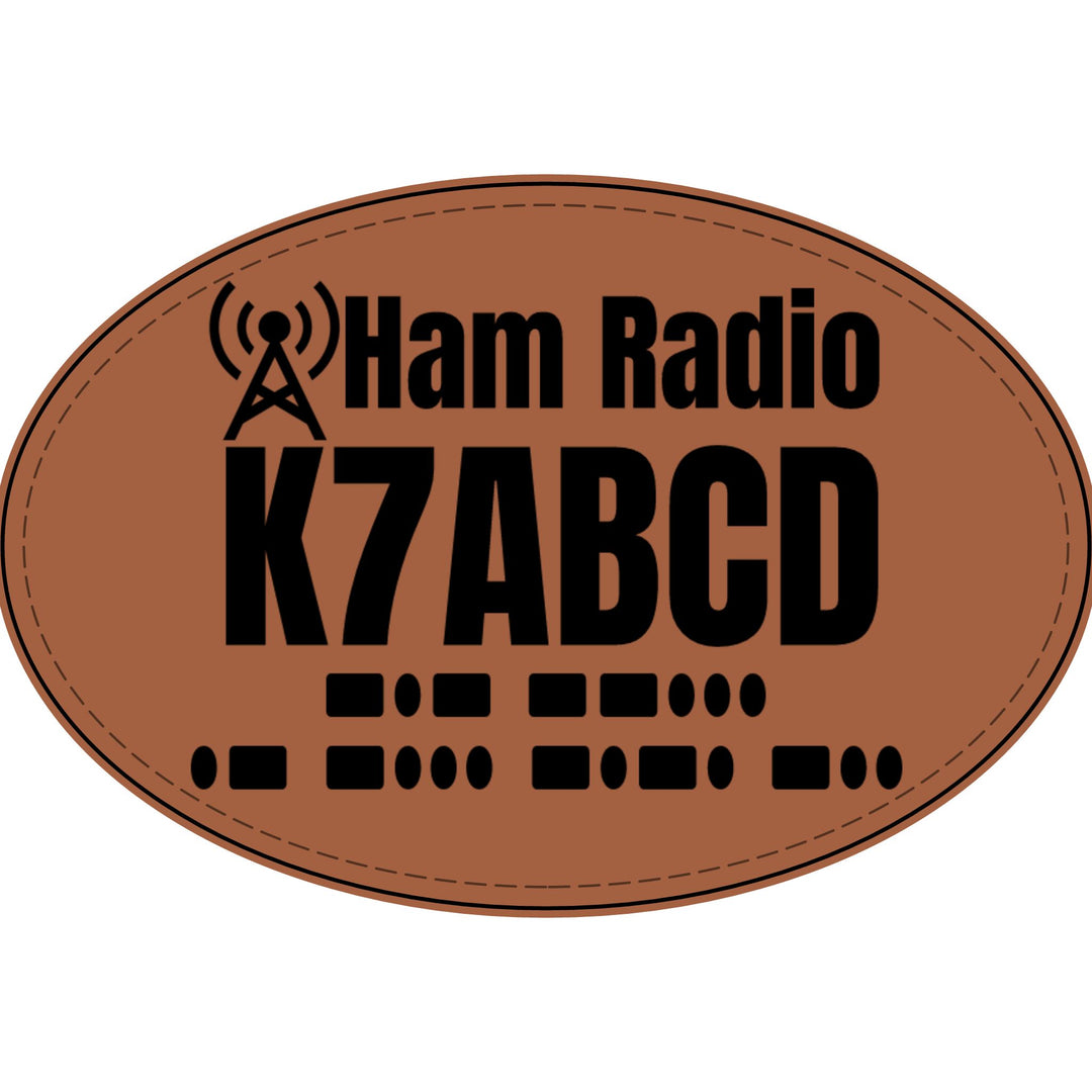 Personalized Ham Radio Callsign Faux Leather Patch with Morse Code