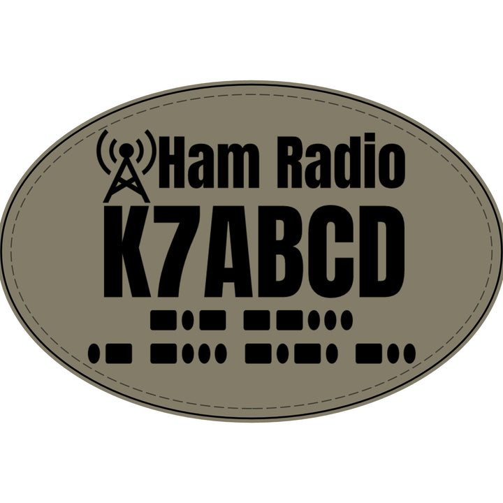 Personalized Ham Radio Callsign Faux Leather Patch with Morse Code