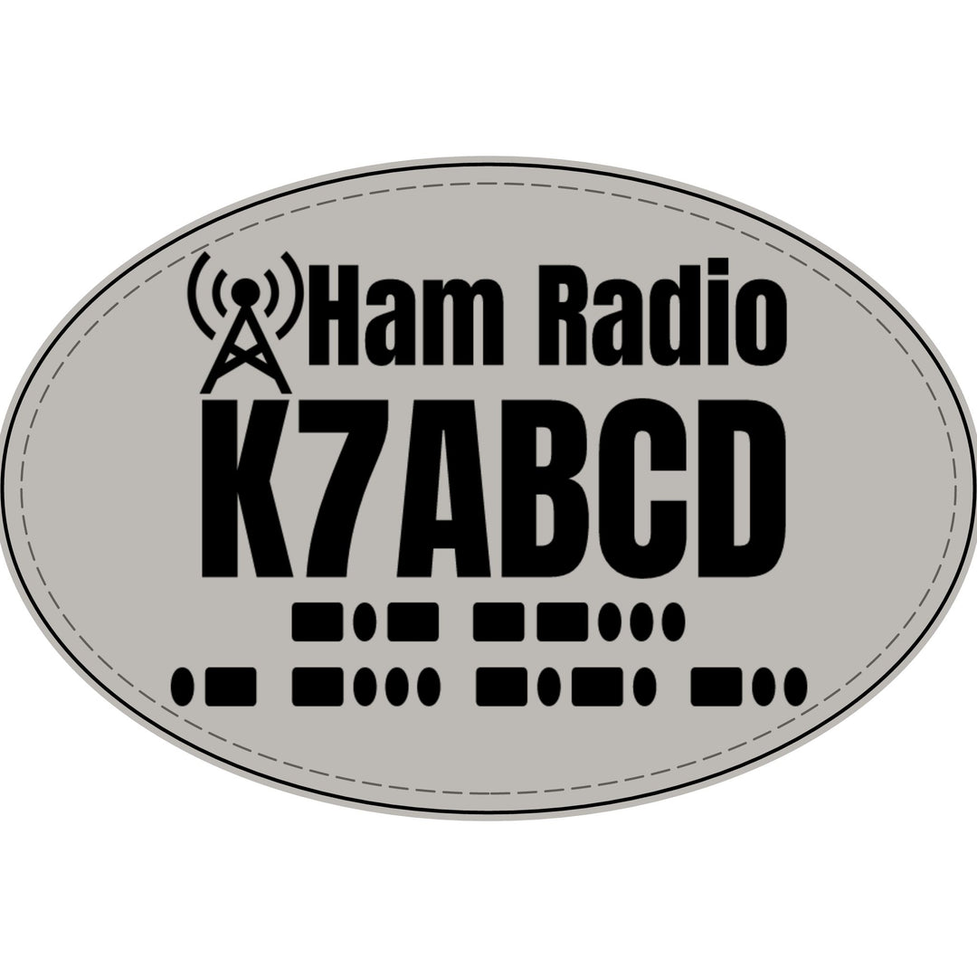 Personalized Ham Radio Callsign Faux Leather Patch with Morse Code
