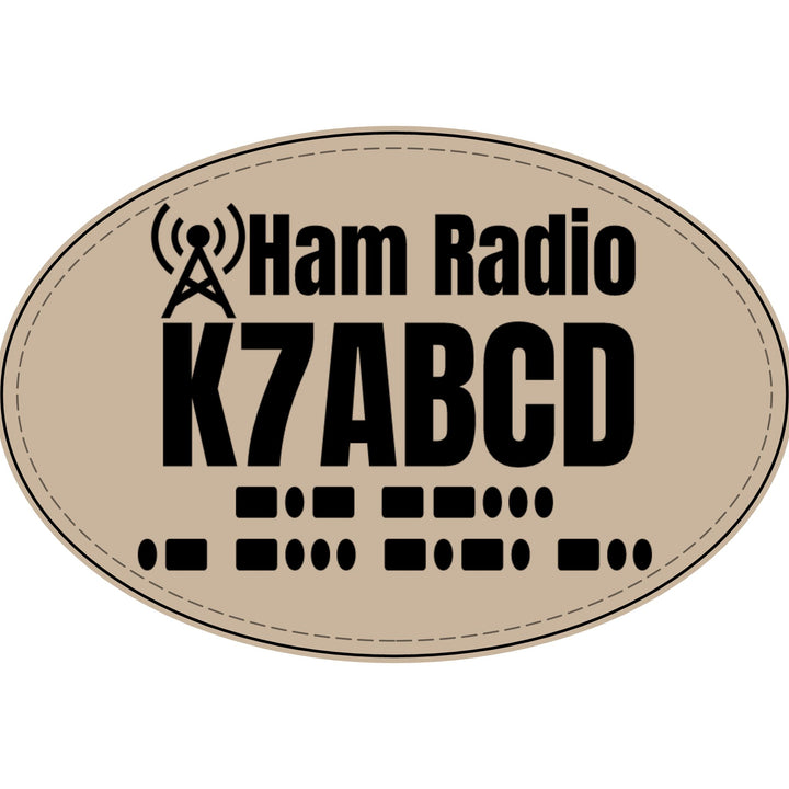 Personalized Ham Radio Callsign Faux Leather Patch with Morse Code
