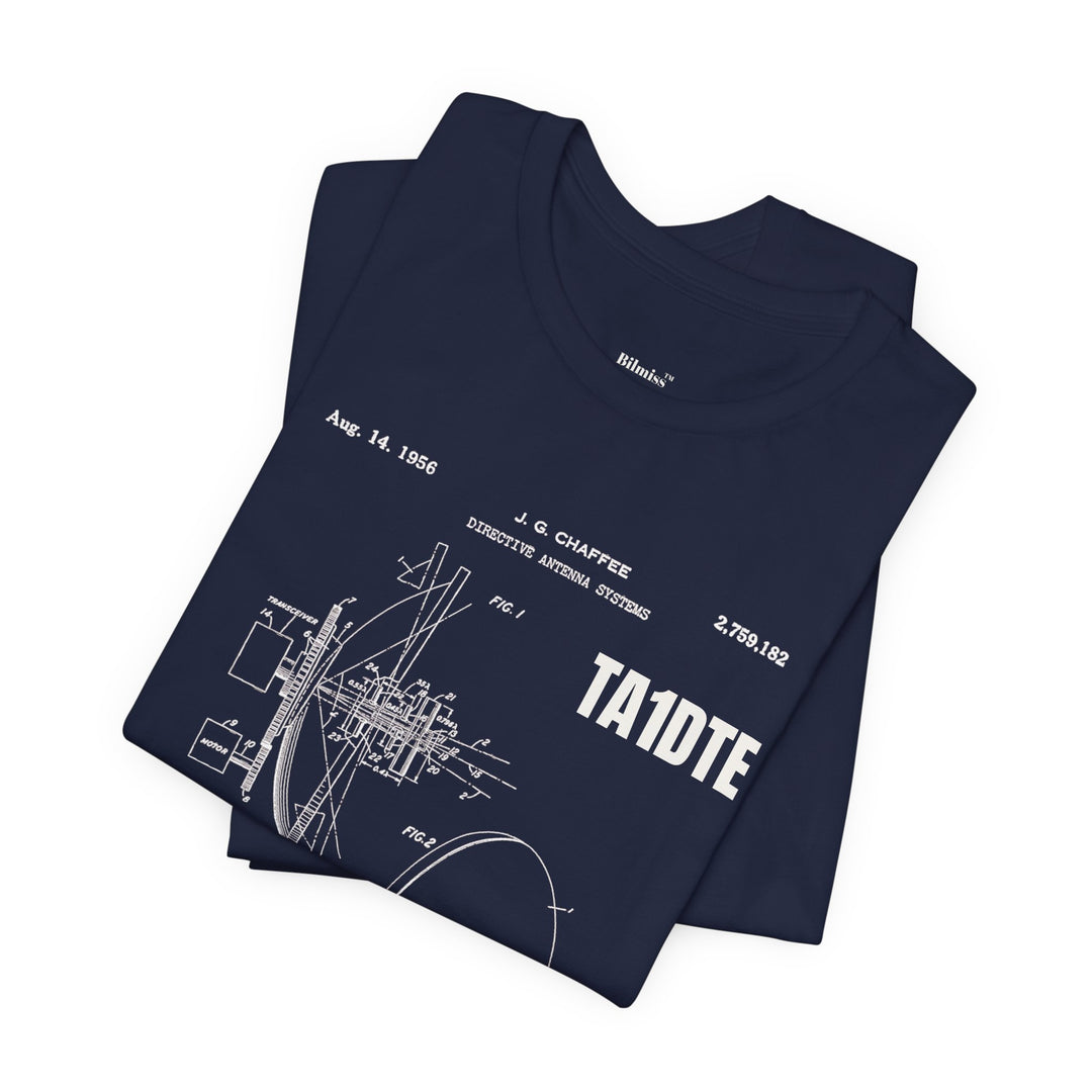 Personalized Ham Radio Antenna Blueprint T-Shirt | Custom Callsign Vintage Engineering Tee