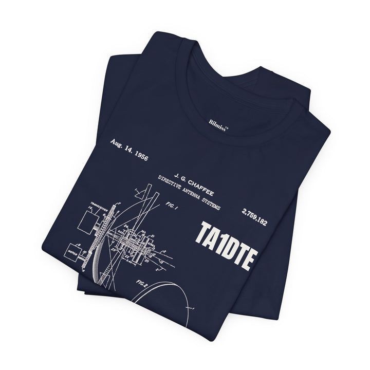 Personalized Ham Radio Antenna Blueprint T-Shirt | Custom Callsign Vintage Engineering Tee