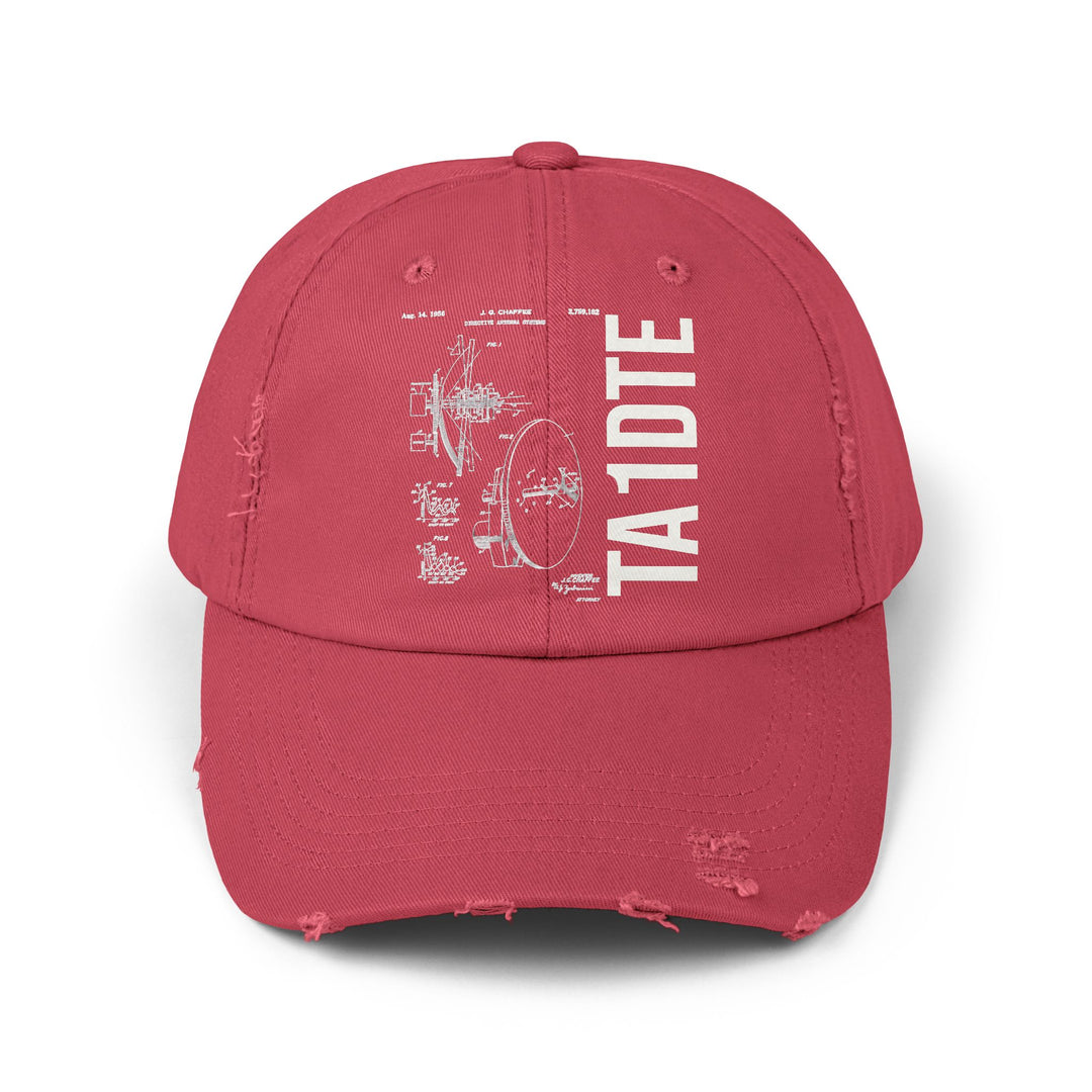 Personalized Vintage Ham Radio Distressed Cap | Custom Callsign Antenna Blueprint Hat