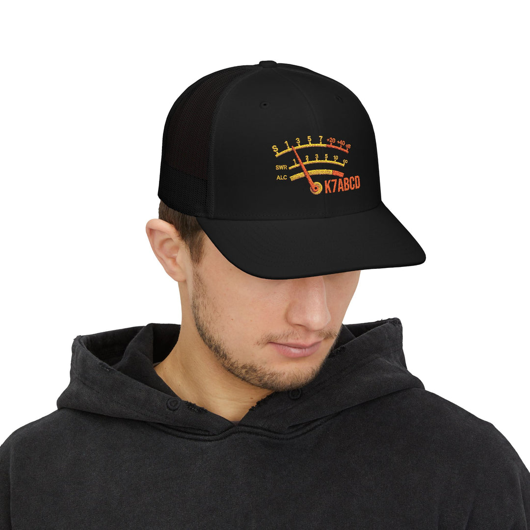 Personalized Ham Radio S-Meter Hat – Custom Embroidered Callsign Trucker Cap