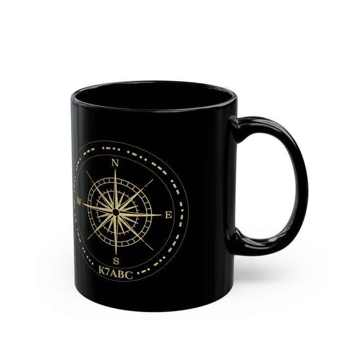 Personalized Morse Code Compass Ham Radio Mug | Custom Callsign Coffee Cup