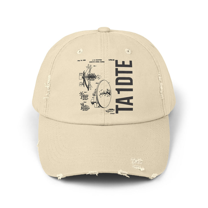 Personalized Vintage Ham Radio Distressed Cap | Custom Callsign Antenna Blueprint Hat