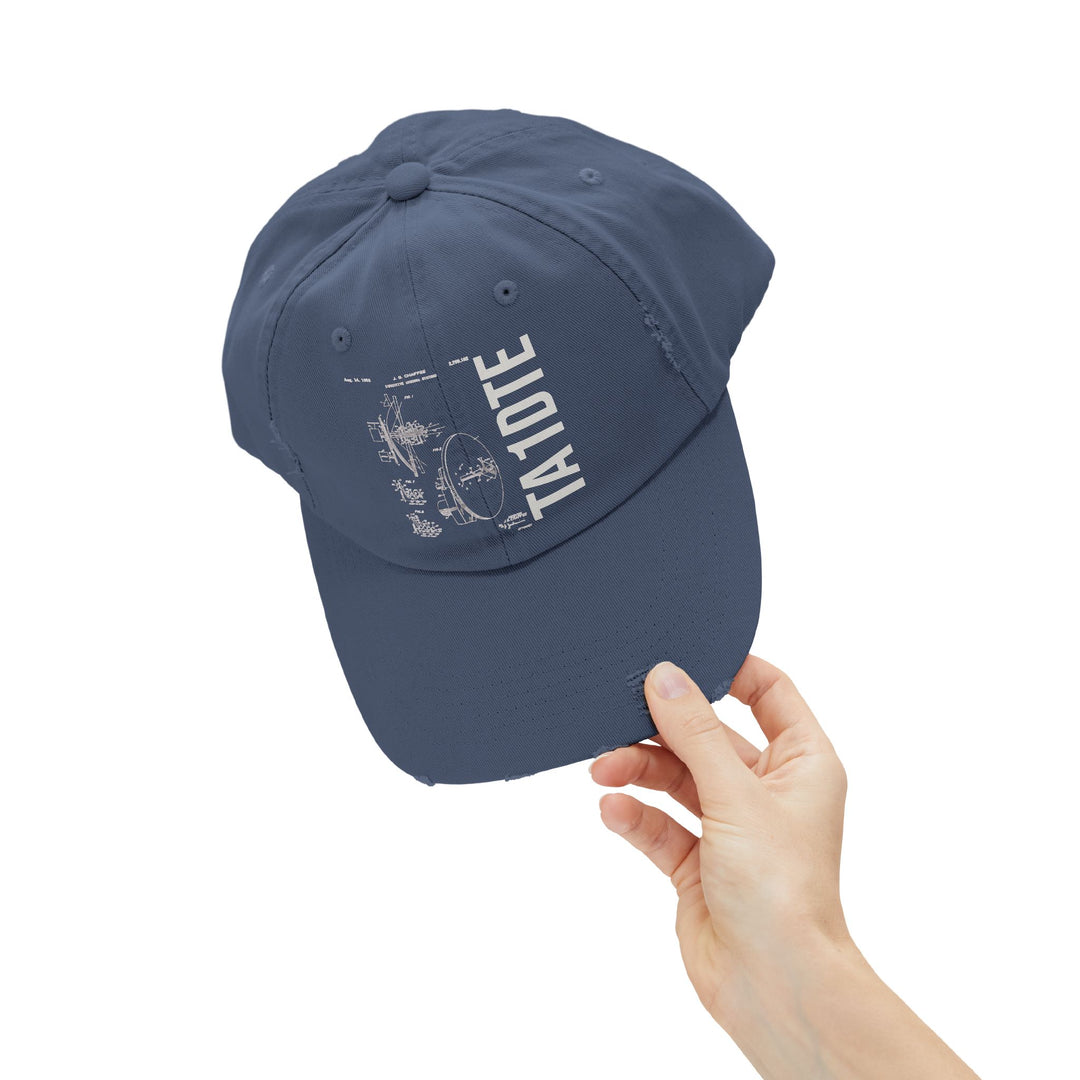 Personalized Vintage Ham Radio Distressed Cap | Custom Callsign Antenna Blueprint Hat