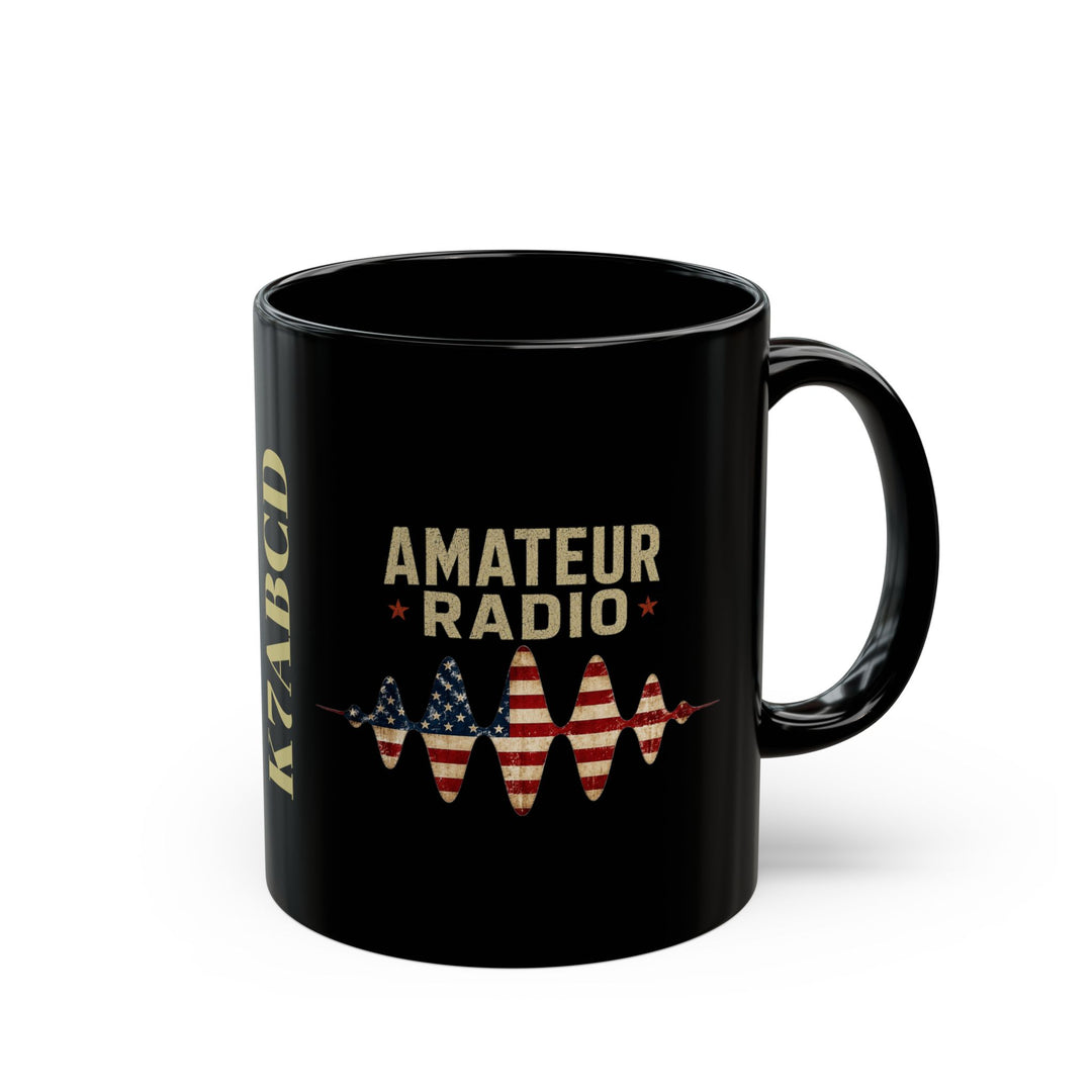 Personalized Patriotic Ham Radio Mug – Custom Callsign Coffee Cup for Amateur Radio Operators