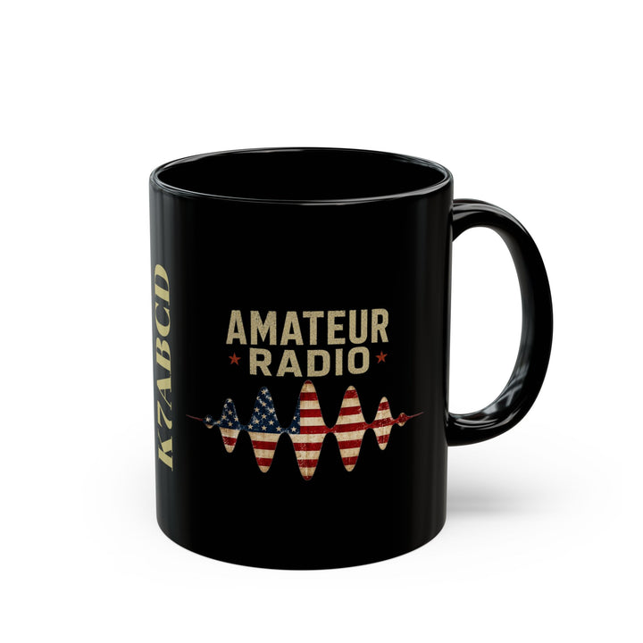 Personalized Patriotic Ham Radio Mug – Custom Callsign Coffee Cup for Amateur Radio Operators