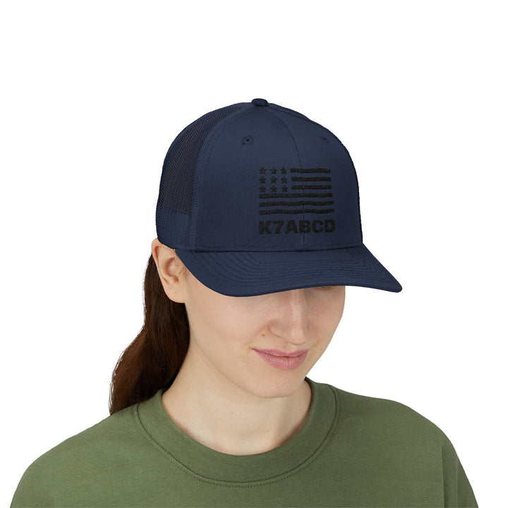 Personalized Ham Radio Call Sign Trucker Hat – Embroidered American Flag Amateur Radio Cap