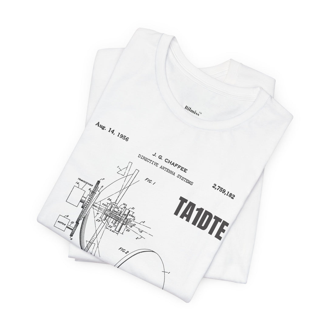 Personalized Ham Radio Antenna Blueprint T-Shirt | Custom Callsign Vintage Engineering Tee