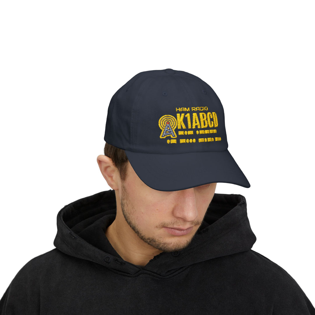 Personalized Morse Code Ham Radio Dad Hat with Custom Callsign